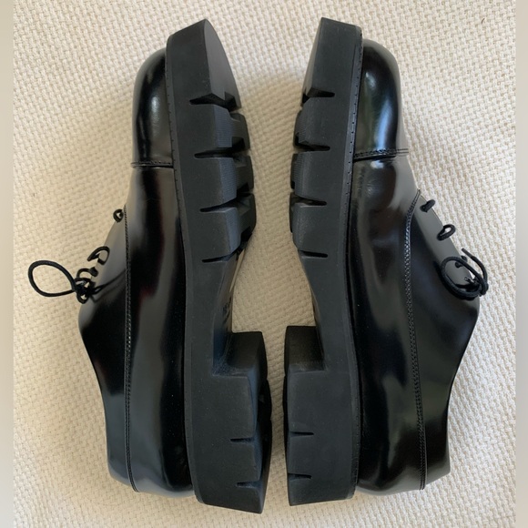 ME+EM Chunky Lace-Up Derby Black Leather Sz 10-10.5 Exc Cond - Picture 5 of 10